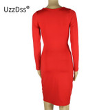 Blue Black White Long Sleeve Elastic Cotton Warm Winter Elegant Party Dresses 2016 Sexy Midi Pencil Club Bandage Bodycon Dress Blue Black White Long Sleeve Elastic Cotton Warm Winter Elegant Party Dresses 2016 Sexy Midi Pencil Club Bandage Bodycon Dress
