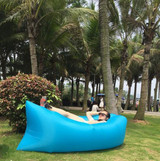 blue air bag, outdoor air instantly inflated bean bag chair