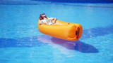 blue air bag, outdoor air instantly inflated bean bag chair