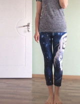 Blue 3D Galaxy Space Astronaut Cat Printed Leggings Women Sportss Leggings 2016 New Design Punk Rock Jogger Jeggings Sexy Legins