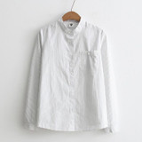 Blouses White Shirt Women Blouse 2018 New Autumn Cotton Stripe Long Sleeve Shirts Ladies Tops Female Clothing S-XL