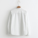 Blouses White Shirt Women Blouse 2018 New Autumn Cotton Stripe Long Sleeve Shirts Ladies Tops Female Clothing S-XL