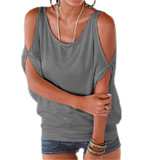 Blouses &amp; Shirts Slit Sleeve Cold Shoulder Shirt Women Casual Summer Girl 2018 Loose plus size BTS