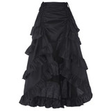 Belle Poque 2017 Gothic Style Skirt Women Sexy Fishtail Slim High-Low Asymmetric Ruffle Vintage Steampunk Clothing Cotton Skirts