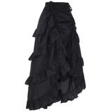 Belle Poque 2017 Gothic Style Skirt Women Sexy Fishtail Slim High-Low Asymmetric Ruffle Vintage Steampunk Clothing Cotton Skirts