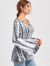 Pretty V-neck Flared Sleeves Blouse Shirt Tops