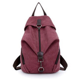 Pretty style pure color canvas women backpack college student school book bag leisure backpack travel bag