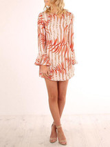 Pretty Printed Flared Sleeves Mini Dress Pretty Printed Flared Sleeves Mini Dress