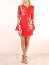 Pretty Printed Flared Sleeves Mini Dress Pretty Printed Flared Sleeves Mini Dress