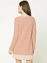 Pretty Pink Round Neck Knitting Sweater Tops