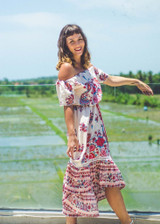 Pretty Floral Off-the-shoulder Bohemia Maxi Dress