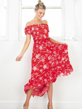 Pretty Bohemia Floral Off Shoulder Maxi Dress