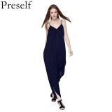 Preself Summer Harem Romper Jumpsuit Coveralls Women's Playsuit with Spaghetti Strap Deep V-Neck Plus Size