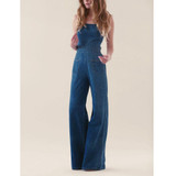 Preself Sexy Denim Jumpsuits Wide Leg rompers womens jumpsuit Sleeveless Playsuit Plus Size New summer