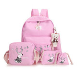 Preppy Style 2017 Cute Deer Printing Women Backpack Canvas Bagpack Set School Backpacks For Teenage Girls Mochila