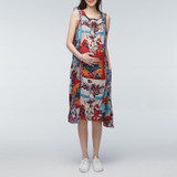 Pregnant Women 2018 Summer Sexy A Line Dress Casual Loose Sleeveless Mid-calf Retro Print Vestidos Maternity Clothings Plus Size