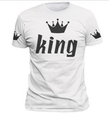 2017 New King Queen Lovers Tee T Shirt Imperial Crown Printing Couple Clothes lovers Tee Shirt Femme Summer Casual O-neck Tops