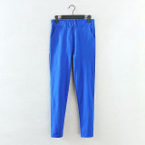 2017 New Jeans Plus Size Pants Women's Spring Korean Elastic Waist Pants Feet Pants 7 Color Solid Slim Was Thin Pencil Pants