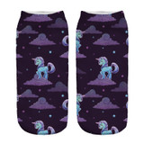 2017 New Hot Women Hosiery 3D Print Licorne Socks Aqua Unicorn Meias Causal Low Cut Ankle Sock Calcetines Festival Gift
