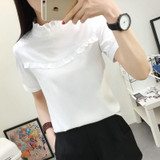 2017 New Hot Women Blouse White Shirt Top Femme Casual Stand Long Sleeve OL Work Sliod Blouses Women's Blusa Shirts