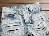 2017 New High Quality Design Fashion Men Biker Jeans Slim Stretch Straight Denim Vintage Jeans Men Skinny Mens Motorcycle Jeans