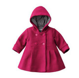 2017 New High Quality Fashion Baby Coat Girls Autumn and Winter Cotton Lining Jacquard Coat Hooded Button Outerwear 2 Color