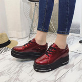 2017 New Height Increasing Heels Lace Up Fashion brand Platform Shoes Women Casual Shoes Ladies Shoes for Women
