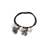 M MISM Summer Style Elegant Flower Simulated Pearls Elastic Hair Bands For Girls Rope Ponytail Holder Hair Accessories Scrunchy