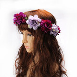 M MISM 2017 Women Rose Flower Crown Hair band Wedding Flower Headband Garland Festival Flower wreath Elastic Hair Accessories