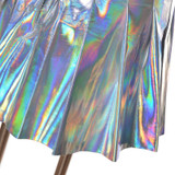 Lychee Punk Style Summer Women Harajuku Skirt Holographic Hologram Metallic Skirt Silver Pleated Mini Skirt Saia