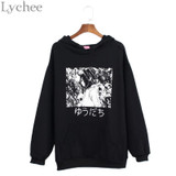 Lychee Harajuku Gothic Punk Women Sweatshirt Japanese Anime Manga Print Hoodies Casual Loose Long Sleeve Tracksuit
