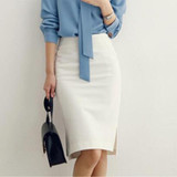 LXUNYI Fall 2017 Formal Office Skirt For Women Knee Length Korean Work Slim Ladies Skirts Pencil Black White High Waist Skirt