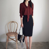 LXUNYI Fall 2017 Formal Office Skirt For Women Knee Length Korean Work Slim Ladies Skirts Pencil Black White High Waist Skirt