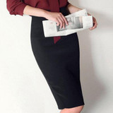 LXUNYI Fall 2017 Formal Office Skirt For Women Knee Length Korean Work Slim Ladies Skirts Pencil Black White High Waist Skirt