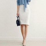 LXUNYI Fall 2017 Formal Office Skirt For Women Knee Length Korean Work Slim Ladies Skirts Pencil Black White High Waist Skirt