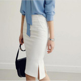 LXUNYI Fall 2017 Formal Office Skirt For Women Knee Length Korean Work Slim Ladies Skirts Pencil Black White High Waist Skirt