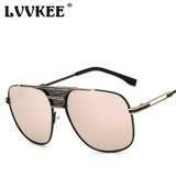 LVVKEE 2017 Brand Designer Oversized Men Sunglasses Vintage Metal Frame Square Sun Glasses for Women Oculos de sol Masculino