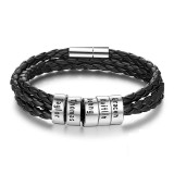 Family names leather bracelet