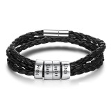 Family names leather bracelet