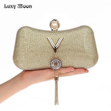 LUXY MOON Women Evening Bags Fashion Tassel Lady Diamond Clutch Chain Shoulder Bag Small Purse Messenger Bag Handbags ZD739