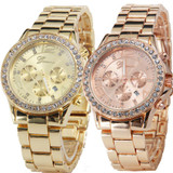 Luxury Womens Watches Top Brand Fashion Stainless Steel Date Rhinestone Rose Gold Silver Quartz Wrist Watch Relogio Feminino