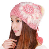 Luxury Winter Beanie Warm Classic Tight Knitted Faux Fur Hat Women Cap Winter Beanie Headgear Headdress Head Warmer Top Quality