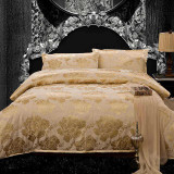 Luxury Silk Bedding Set Embroidery Bed Linens Tencel Satin Bed Sheet Set Jacquard Bedclothes Full/Queen/King Size Bed cover