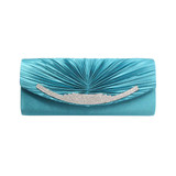 Luxury Satin Rhinestone Pleated Shining Women Evening Clutch Bag Ladies Day Clutch Bridal Handbag Wedding Party Bags Bolsa Mujer