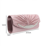 Luxury Satin Rhinestone Pleated Shining Women Evening Clutch Bag Ladies Day Clutch Bridal Handbag Wedding Party Bags Bolsa Mujer