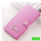 Luxury PU leather Flip Cover For Lenovo Vibe A / A1000 A1000m A2800 A2800d Mobile Phone Bag Case Cover With LOVE & Rose Diamond