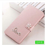 Luxury PU leather Flip Cover For Lenovo Vibe A / A1000 A1000m A2800 A2800d Mobile Phone Bag Case Cover With LOVE & Rose Diamond