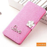 Luxury PU leather Flip Cover For Lenovo Vibe A / A1000 A1000m A2800 A2800d Mobile Phone Bag Case Cover With LOVE & Rose Diamond