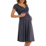 Maternity Surplice Wrap Knee-Length Dress