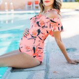 Maternity Ruffle Shoulder Swimsuit One Piece